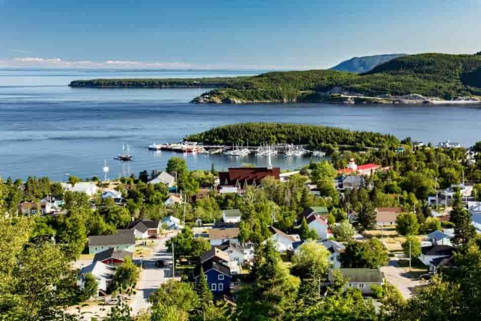 Saint Lawrence River aerial-view-city-tadoussac-quebec-canada