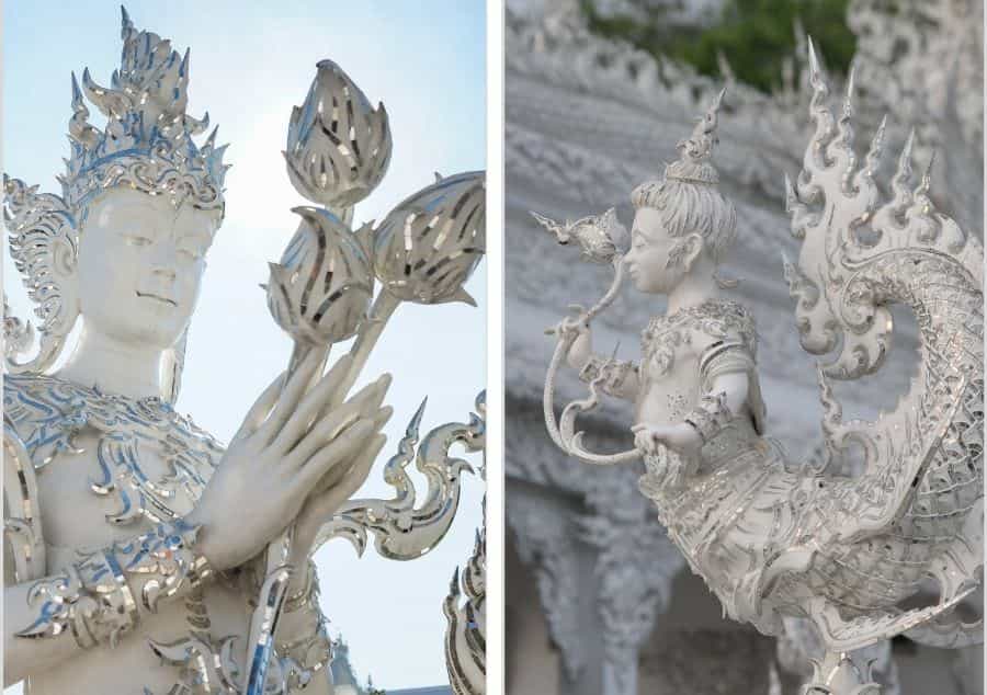 White angle sculpture pray with lotus in Wat Rong Khun,Chiangrai