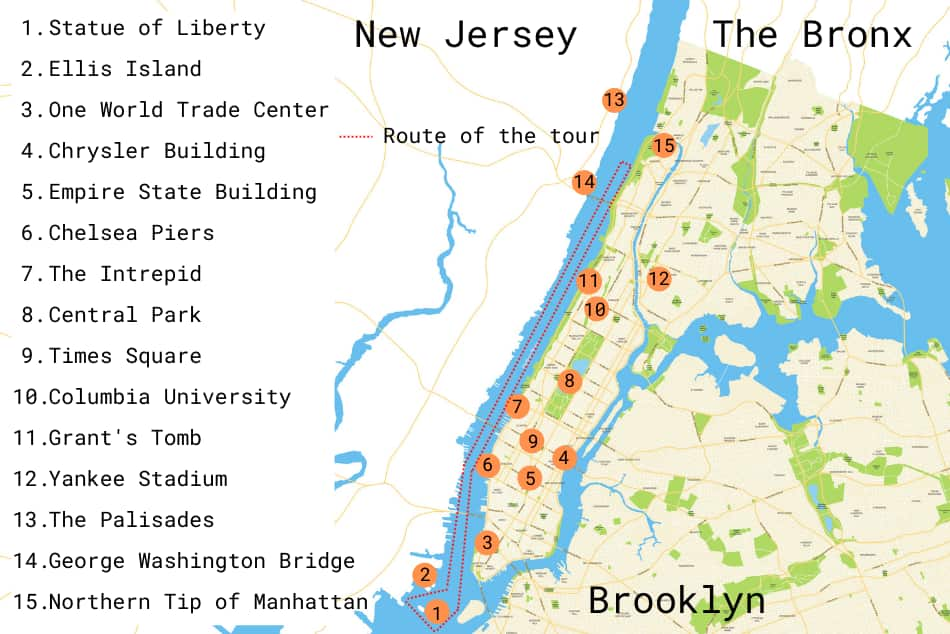 Helicopter ride route-New-York-City-Map