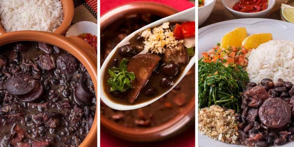 black-brazilian-dish-feijoada-rice-beans-spoonful-vegetables